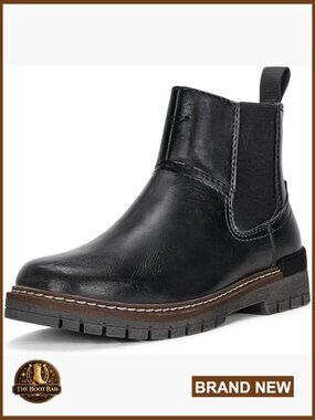 Women's Platform Chelsea Boots Slip On Chunky Heel Round Toe Ankle Boots